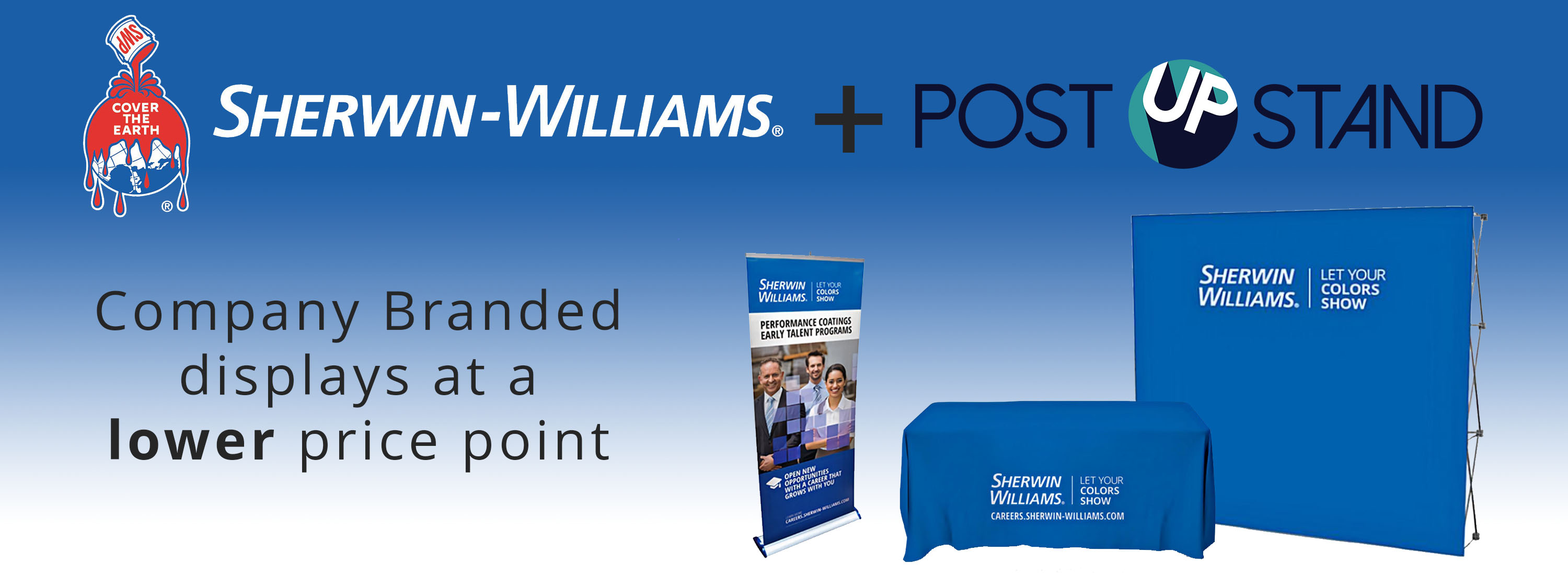 Sherwin Williams and Post Up Stand Company Branded Displays